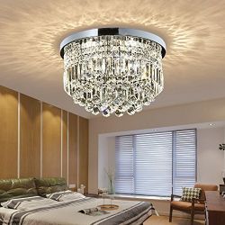 Saint Mossi Modern K9 Crystal Raindrop Chandelier Lighting Flush Mount LED Ceiling Light Fixture