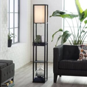 Adesso Parker Floor Lamp with Drawer & Storage Shelves