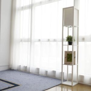 CO-Z Etagere Modern Floor Lamp with Wood Display Shelves