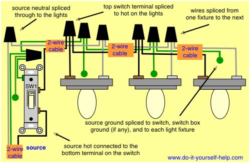 How to Wire 3 Lights to One Switch Diagram